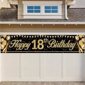 🖤💛 Black and Gold Birthday Party Banner Elegant Decorations